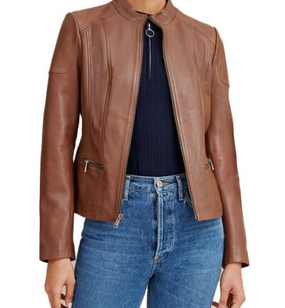 Caitlin Scuba Leather Jacket