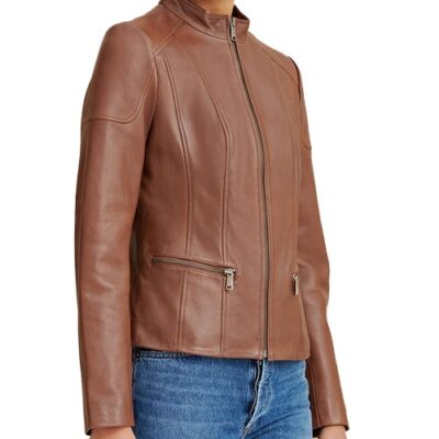 Caitlin Scuba Leather Jacket