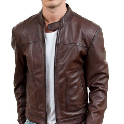 Men's Chestnut Brown Leather Jacket