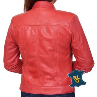 women's leather red jacket