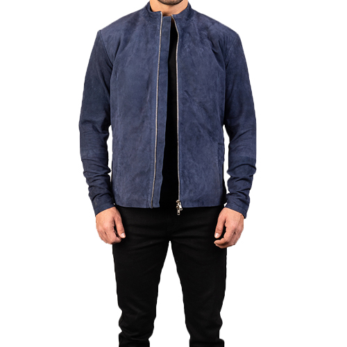 Charcoal Navy Blue Suede Jacket