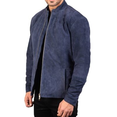 Charcoal Navy Blue Suede Jacket