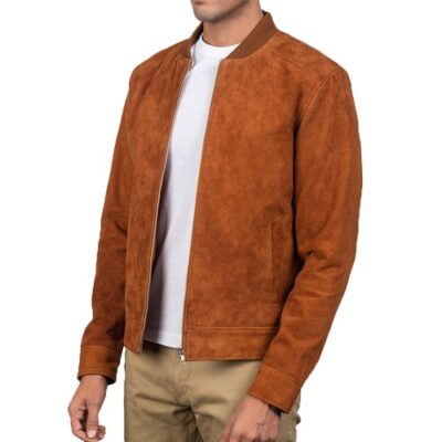 Blain Brown Suede Bomber Jacket