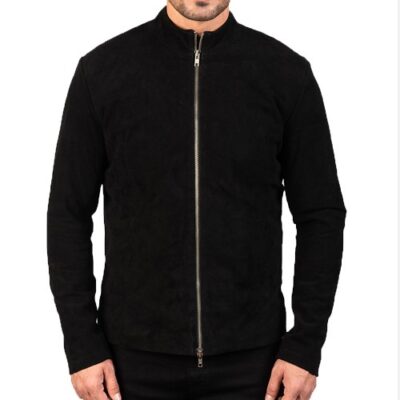 Charcoal Black Suede Biker Jacket