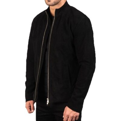 Charcoal Black Suede Biker Jacket