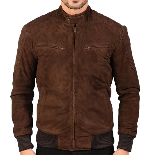 Sven Mocha Suede Bomber Jacket