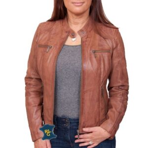 Womens Leather Biker Jacket