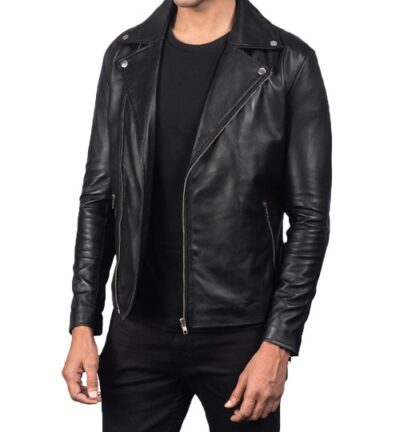 Noah Black Leather Biker Jacket