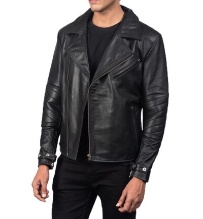 Raiden Black Leather Biker Jacket