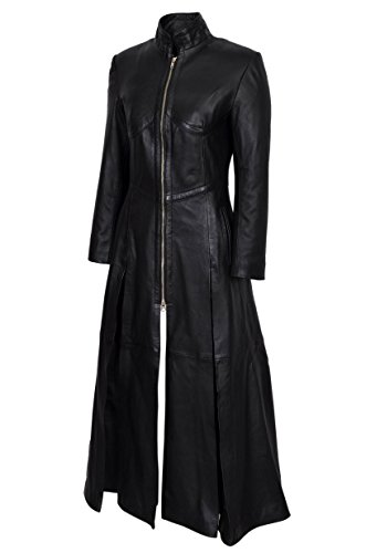 Ladies New Matrix Black Soft Leather Full-Length Long Gothic Coat Rock ...