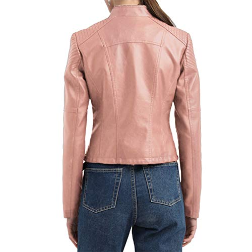 TYQQU Women's Faux Leather Motorcycle Jacket - Lightweight Biker Coat In Nude