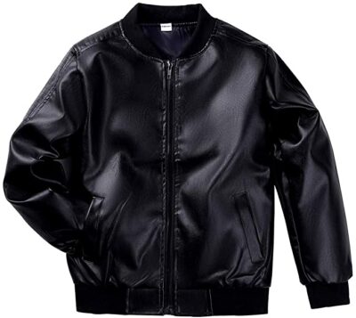 LAUSONS Boy's Leather Jacket Children Bomber Motorcycle Biker Fake Leather Coat