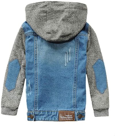 Mallimoda Boys' Hooded Denim Jackets Coat Fashion Slim Fit Casual Hood Jean Jackets Tops