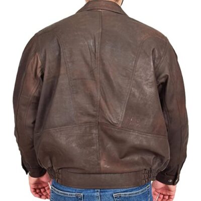 A1 Fashion Goods Mens Antique Nubuck Brown Leather Blouson Jacket Classic Bomber Peter