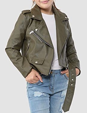 A2Z 4 Kids Kids Girls Jackets Fashion Zip Up Biker Belted Coat - PU Leather Jacket 774