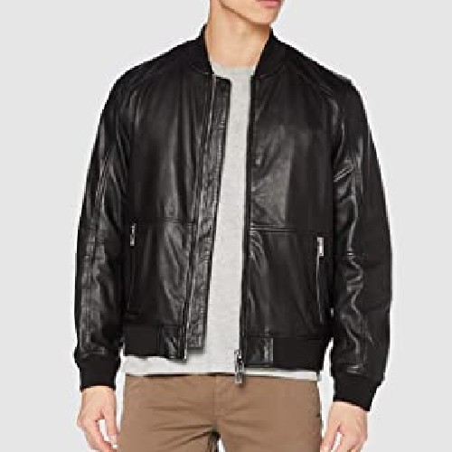 Armani Exchange Men's Blouson Leather Jacket