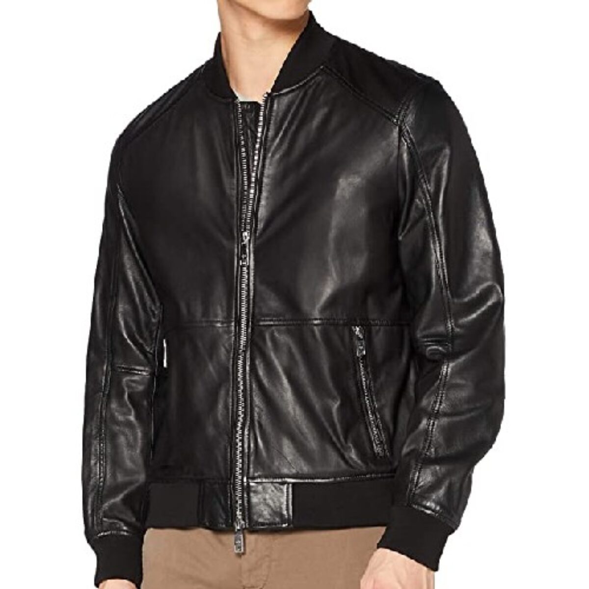 Armani Exchange Men's Blouson Leather Jacket - Real Leather Garments