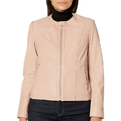 Cole Haan Women's Collarless Jacket Leather