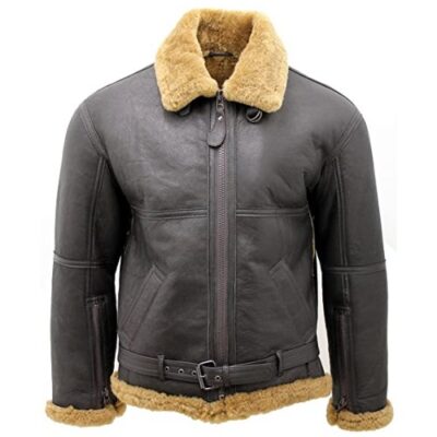 Infinity men's aviator sheepskin Leather Jacket