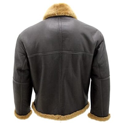 Infinity Men’s Brown RAF Aviator Vintage Real Thick Shearling Sheepskin Flying Leather Jacket with Ginger Fur