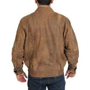 Mens Classic Leather Blouson Jacket Robert Brown Gents Classic Bomber Leather Jacket