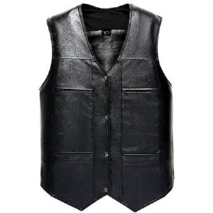Men's Faux Leather Gilets Motobike Vest Waistcoat Warm Fleece Casual Gilet Biker Vest