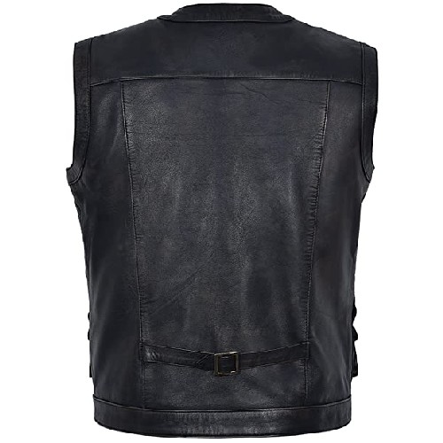 Men's Jurassic World Chris Pratt Hunter Vest Black Bronze Vintage 100% Real Leather Waist Coat 1188