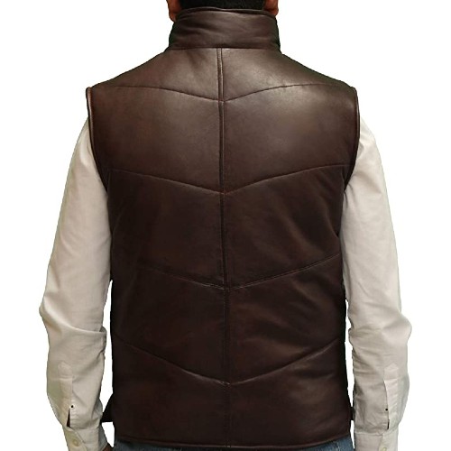 Men's Padded Real Leather Gilet/Waistcoat in Black, Brown and tan