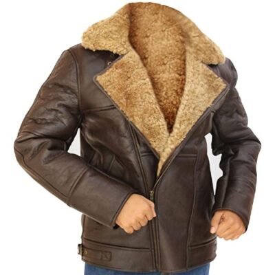 Men's RAF B3 Winter Flight Brown Real Shearling Sheepskin Leather Flying Jacket