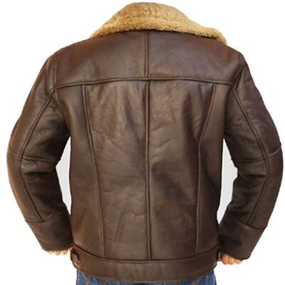Men's RAF B3 Winter Flight Brown Real Shearling Sheepskin Leather Flying Jacket