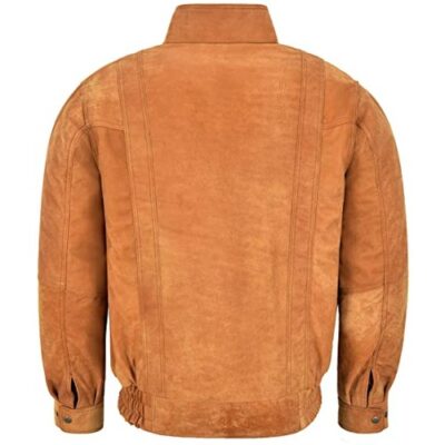 Men's Real Leather Jacket Blouson Bomber Tan Buff Classic Gents Lambskin Jacket 303