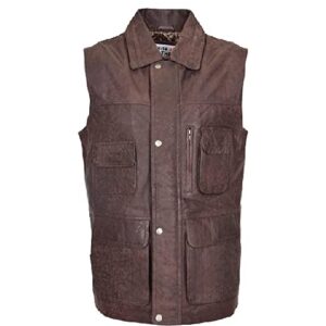Mens Real Leather Gilet Vest Multi Purpose Waistcoat Roger Brown