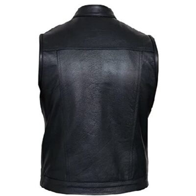 Sons of Anarchy Style Cut Off Cowhide Leather Mens Womens Vest Waistcoat Gilet