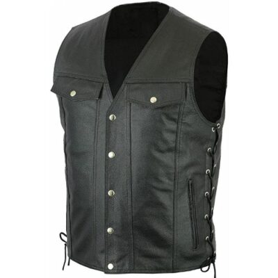 TMDD Mens Faux Leather Gilet Motorcycle Smooth Waistcoat Biker Sleeveless Jackets Vest Solid Color Retro Gilets Designer V-Neck Coat Side Drawstring