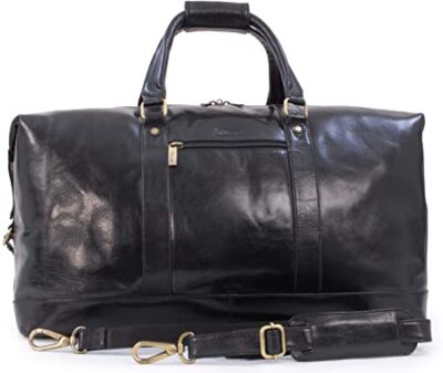 ASHWOOD - Genuine Leather Holdall - Extra Large Overnight / Travel / Business / Weekend / Gym Sports Duffle Bag - 2081 - Black