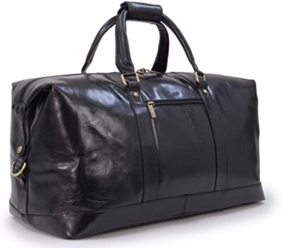 ASHWOOD - Genuine Leather Holdall - Extra Large Overnight / Travel / Business / Weekend / Gym Sports Duffle Bag - 2081 - Black