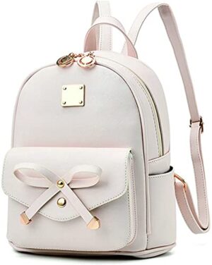 Bags for Girls Bowknot Cute Leather Shouder Bag Mini Backpack Purse for Women Schoolbag College
