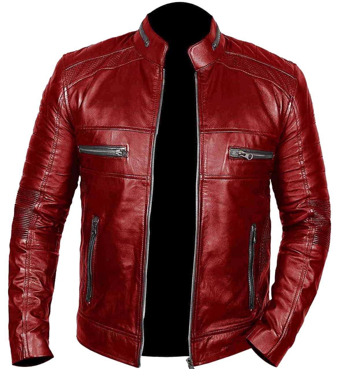Benassi: Men's Red Leather Jacket