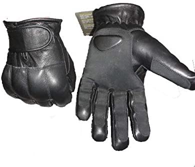 Black Genuine Leather Premium Quality with Lead Shots Kevlar Gloves - Flexible - Enforcer