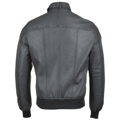 Blackley: Men's Gray Leather Biker Bomber Jacket