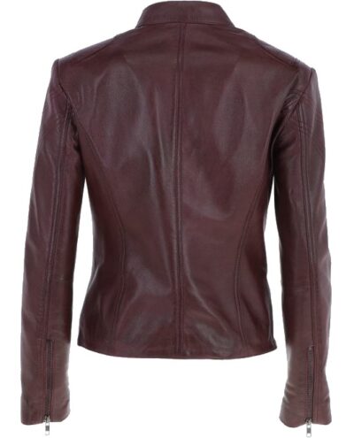 Bosnia: Woman's Biker Leather Jacket wine