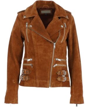 Croatia Woman's Suede Biker Leather Jacket For Him