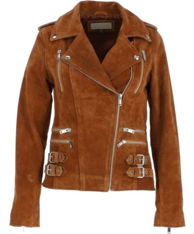 Croatia Woman's Suede Biker Leather Jacket For Him