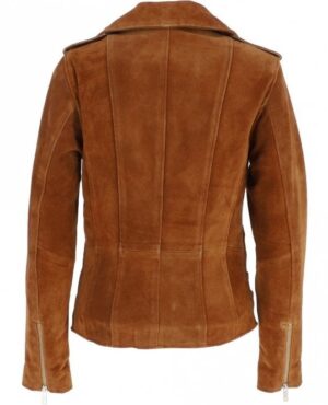 Croatia Woman's Suede Biker Leather Jacket For Him