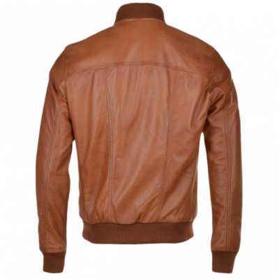 Devito Men's Tan Leather Bomber Jacket