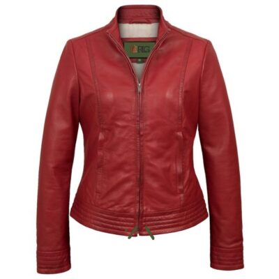 Dunmore Womens Red Leather Biker Jacket