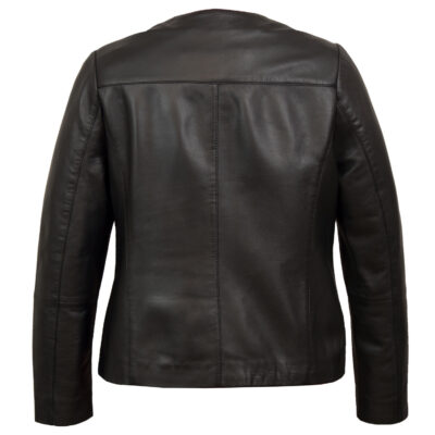 ELEGANCE WOMENS MARTELL COLLARLESS BLACK LEATHERS JACKET