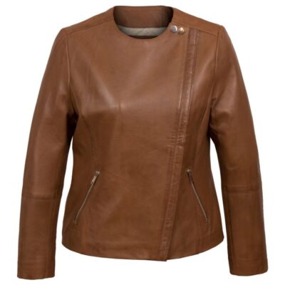 Elegance Women's Martell Collarless Leather Jacket 1