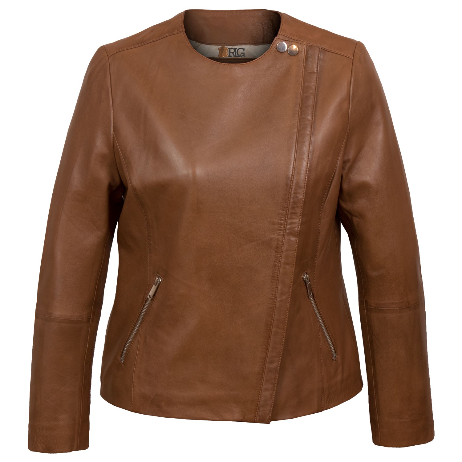 Elegance Womens Martell Collarless Leather Jacket