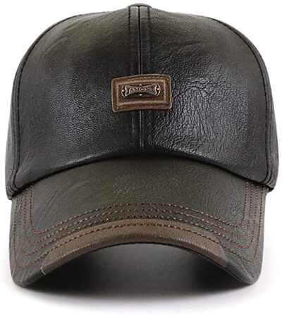 Elwow Men's PU Leather Patch Desgin Baseball Cap Driver Trucker Hat Sun Hat with Adjustable Strap